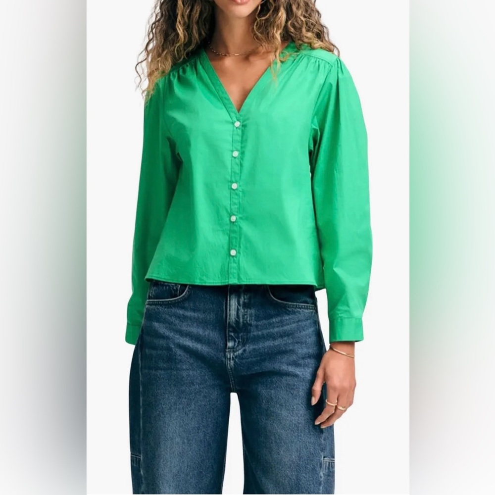 Isaac Mizrahi Vibrant Green Button-Down Shirt